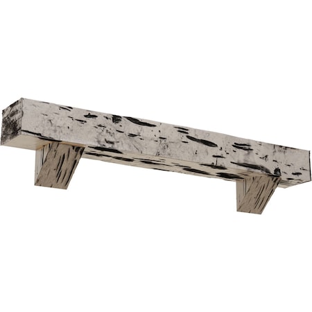 Ekena Millwork Pecky Cypress Faux Wood Fireplace ManteL w/Breckinridge Corbels, Burnished Pine, 8"H x 10"D x 84"W MANUPC08X10X84BKBP